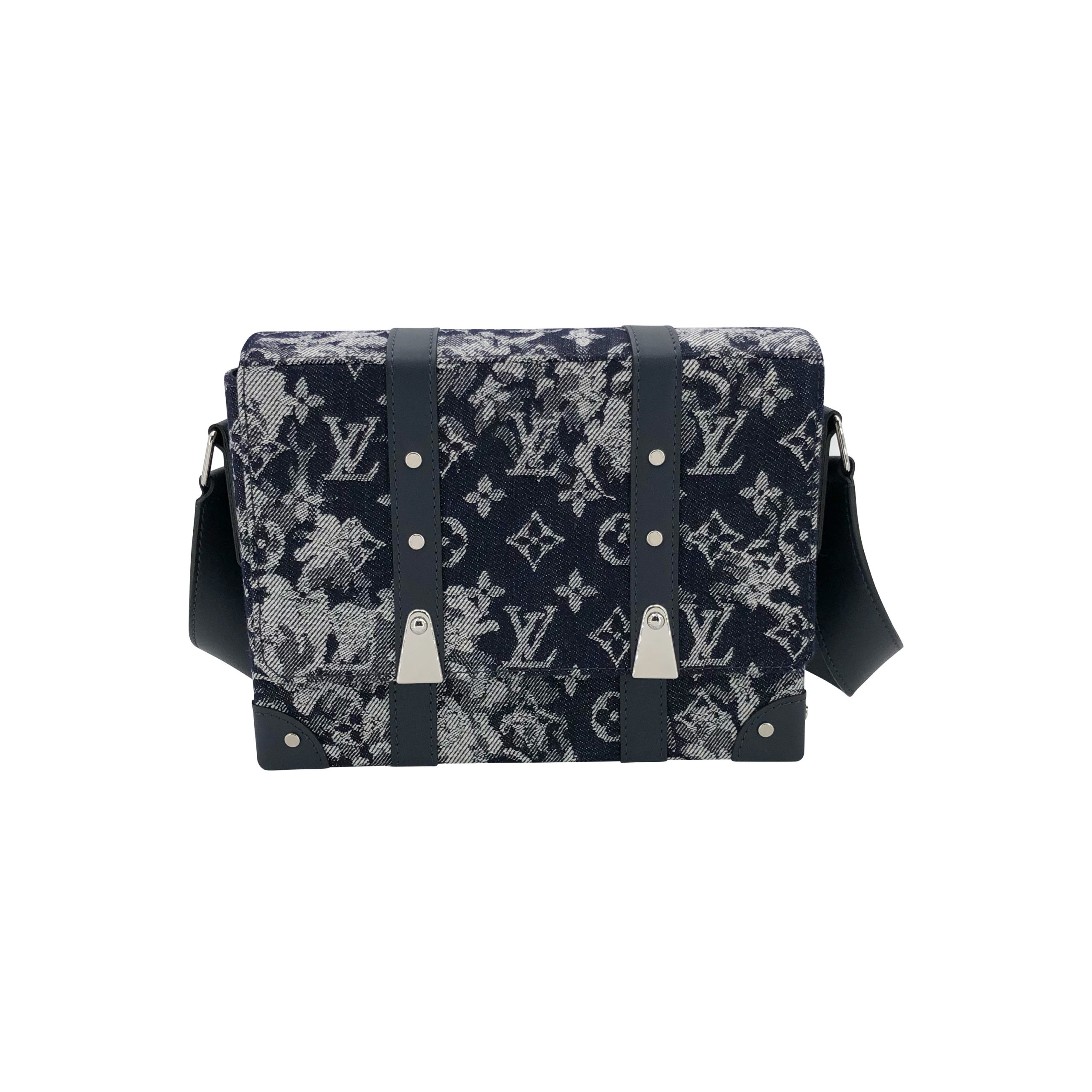 LOUIS VUITTON Soft Trunk Monogram Tapestry Canvas Blue Shoulder Bag M57283