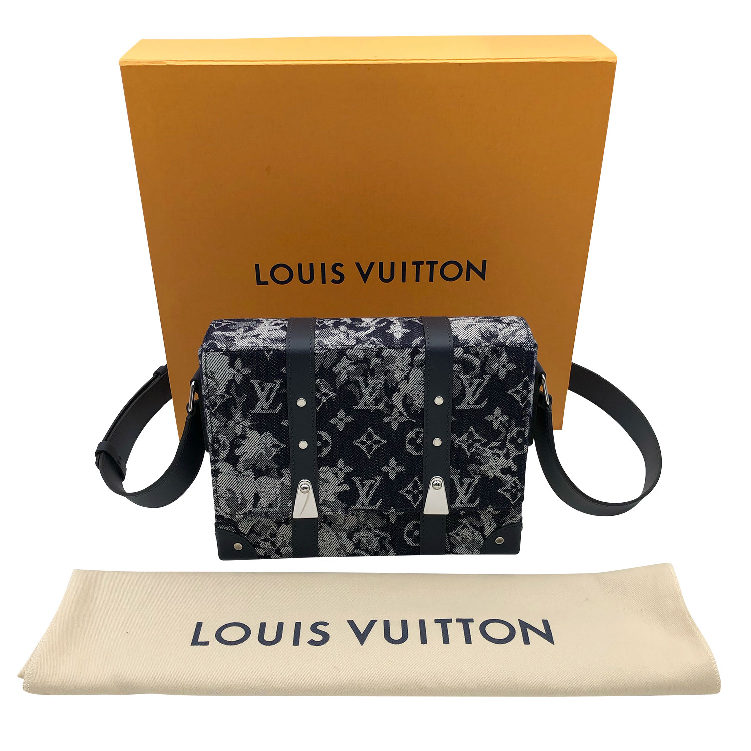 Louis Vuitton LV Mens Trunk messenger Tapestry Blue ref.785462