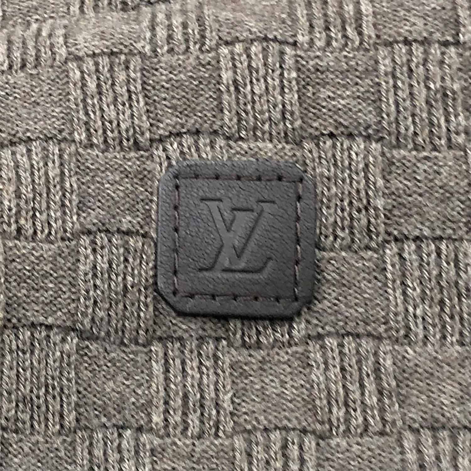 Louis Vuitton damier weave zip cardigan in gris fonce wool blend
