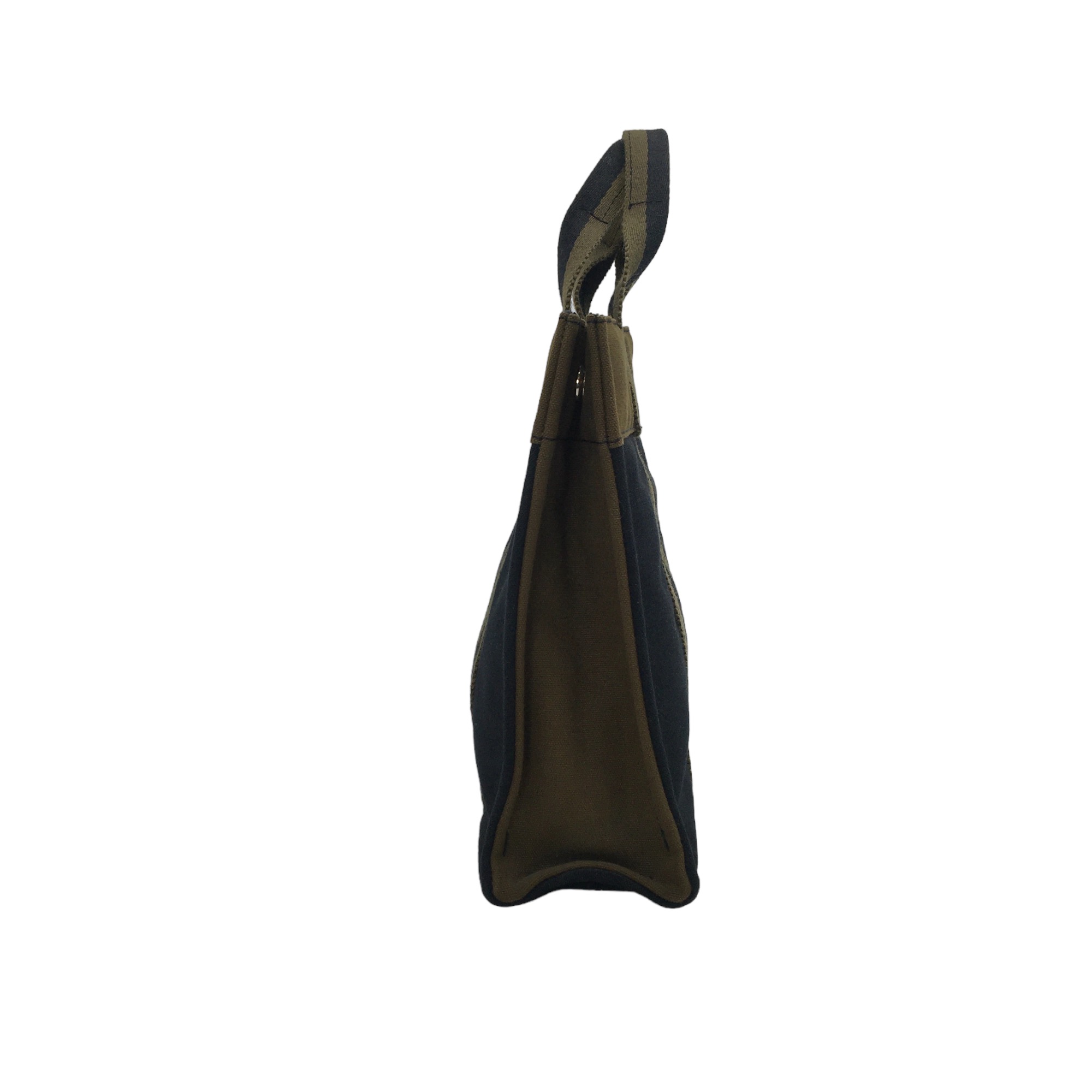 Hermès Herline PM canvas tote bag in black and khaki canvas