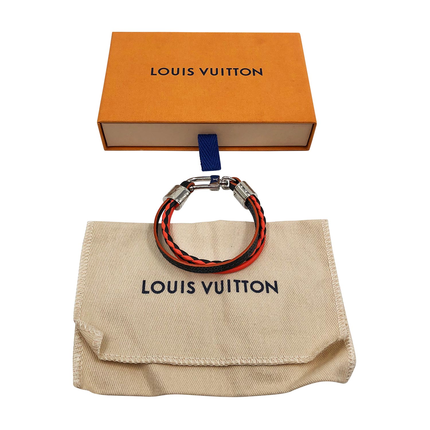 Louis Vuitton bracelet in orange and graphite leather triple T17