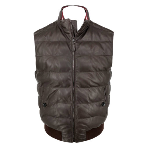 Bally waistcoat in brown padded leather