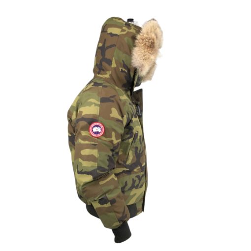 Canada Goose padded jacket in green camouflage with fur hood - Image 3