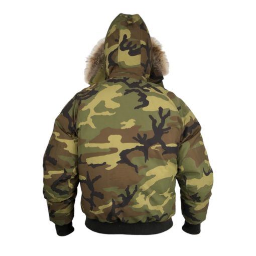 Canada Goose padded jacket in green camouflage with fur hood - Image 2